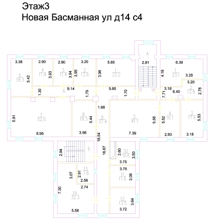 Новая Басманная ул., 14С4 — планировка 1